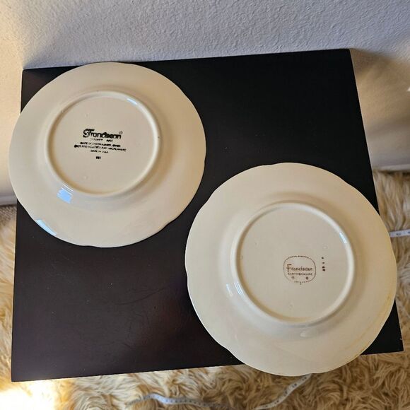 2 Vintage Franciscan Earthware Dinnerware Ceramic Hand Painted Apple Plates - Picture 3 of 6